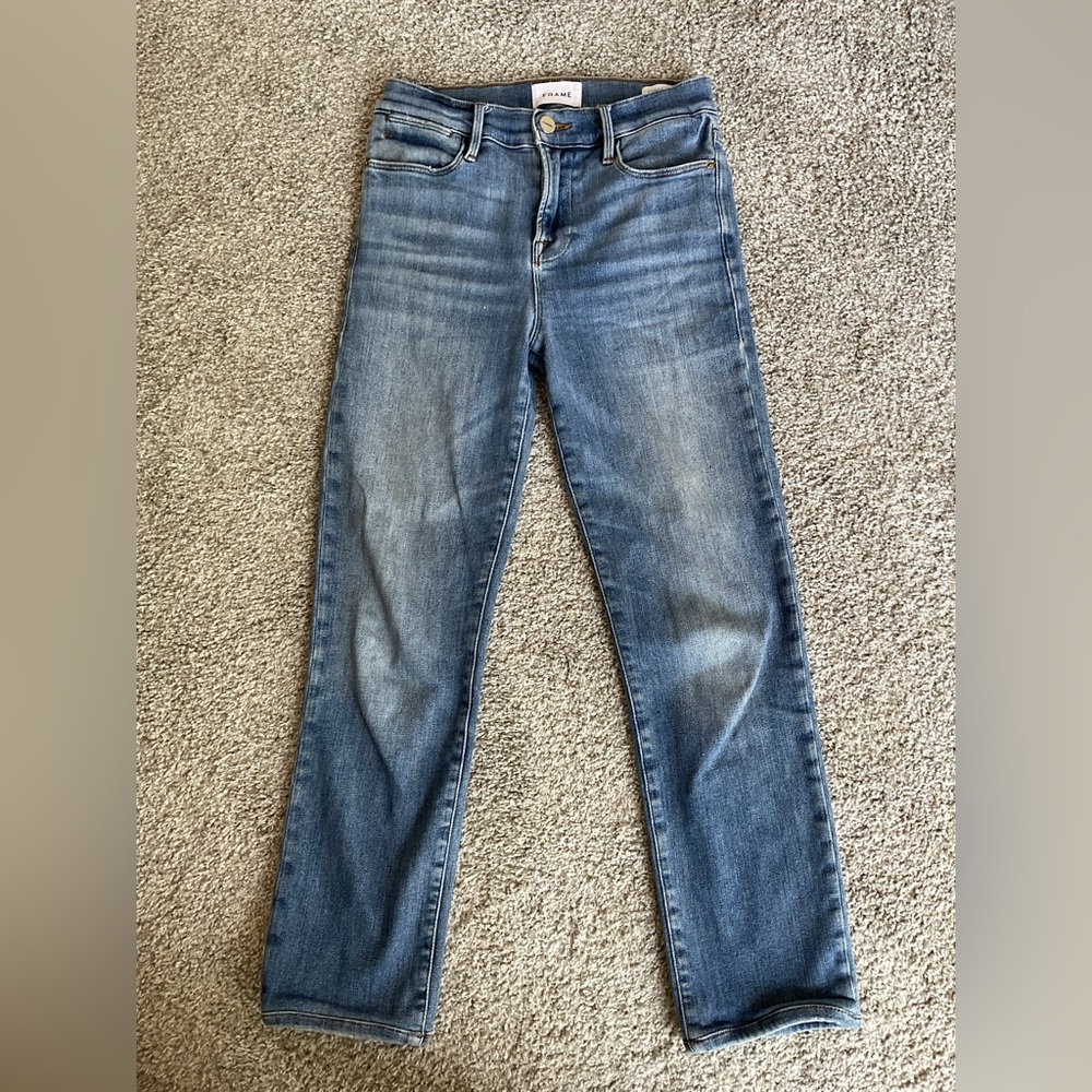 Frame Denim Women’s Mid Blue Straight-Leg Jeans